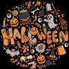 Girl's Design By Humans happy halloween greeting holiday illustration By ghinan T-Shirt - 2 of 2