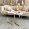 2 Pcs Chic Round Nesting Coffee Table Marble Top Side Tables Furniture - 4 of 4