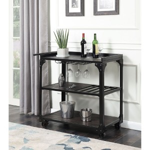 Kitchen Cart with Hanging Stemware Storage and Shelves - 1 of 4