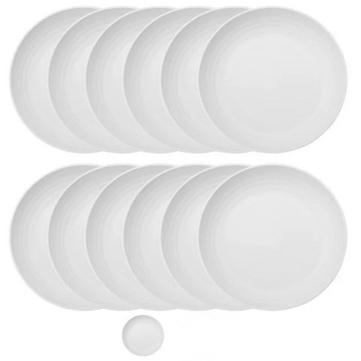 LunaLulinlk 9" White Plastic Plates 12 Pieces, Unbreakable and Reusable Large Deep Dinner Plates White