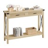 43" Farmhouse X-Shape Console Table with 2 Rattan Drawers and Shelf - 3 of 4