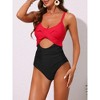 INSPIRE CHIC Women's Cut Out Adjustable Straps Crisscross Tie Back Swimwear Bathing Monokini Bikini Sets 1 Piece - 2 of 4