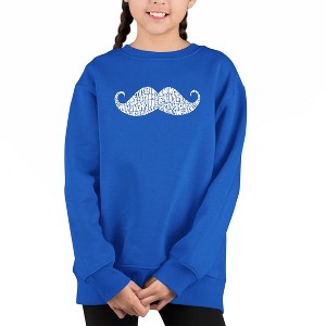 LA Pop Art Ways To Style A Moustache - Girl's Word Art Crewneck Sweatshirt - 1 of 3