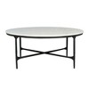 HomeRoots 55" White and Black Genuine Marble and Iron Round Cross Legs Coffee Table - 4 of 4