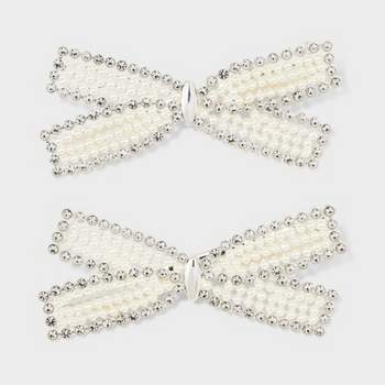 Rhinestone Bow Hair Clips Set 2pc - A New Day™ Ivory