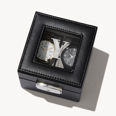 Personalization Mall Vegan Leather 2 Slot Watch Box