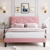 Velvet Bed Frame, Upholstered Platform Bed with Button Tufted Headboard & Under-Bed Storage Space, Sturdy Wooden Slats Support, No Box Spring Needed - 3 of 4