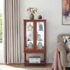 TiramisuBest Curio Cabinet Lighted Curio Display Cabinet with Open Storage Space,Solid Wood Legs and adjustable Shelves - 2 of 4