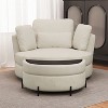 Hrinhom 50.2"W Chenille 360° Swivel Accent Barrel Chair and Storage Ottoman - 3 of 4
