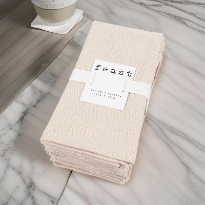 Beige Chambray Recycled Cotton Dinner Napkins Set of 8