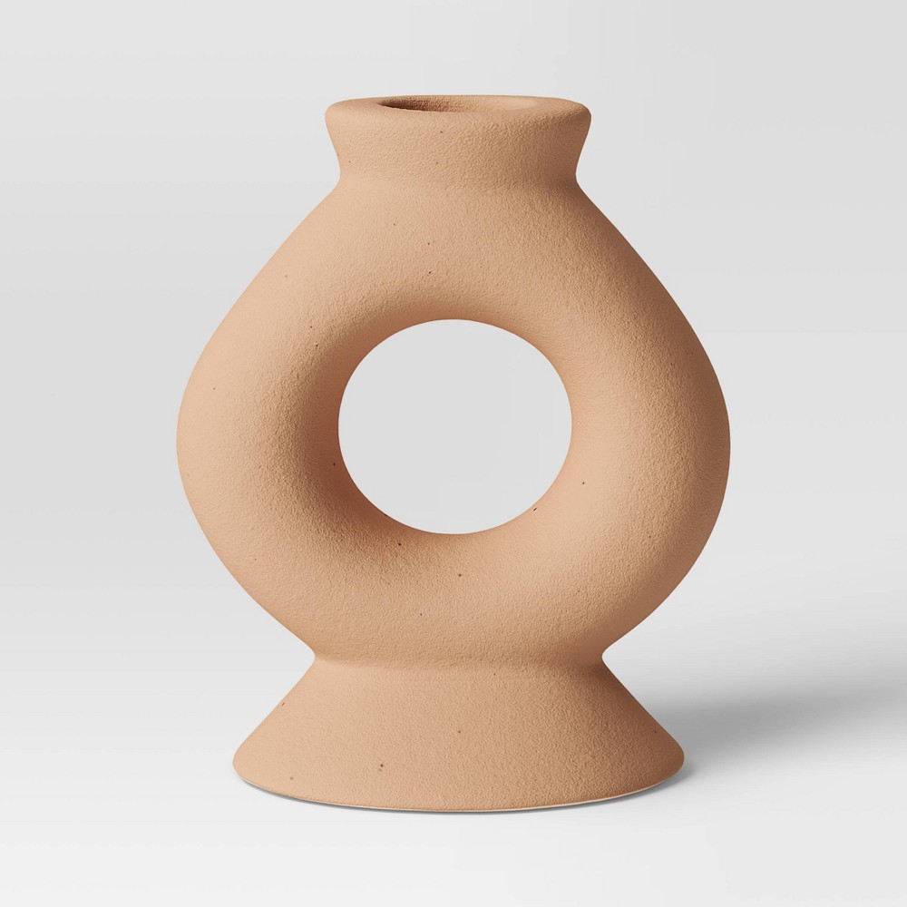 Photos - Figurine / Candlestick Short Ceramic Organic Modern Taper Candle Holder - Threshold™