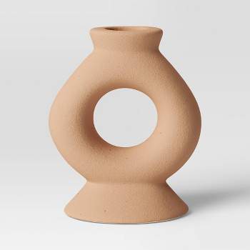 Short Ceramic Organic Modern Taper Candle Holder - Threshold™