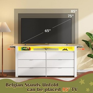 GALAXHERO 78” Expandable Wood Dresser with LED Lights Fits 85” TVs - Large Chest of Drawers with Hanging Rack & TV Stand Function - 1 of 1