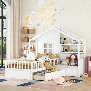 Polibi Twin House Bed with Sofa and 2 Drawers - 1 of 4