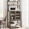Wine Bar Rack Cabinet, Freestanding Wine Cabinet with Glass Rack Wine Bottle Holders, Industrial Bakers Rack - 3 of 4