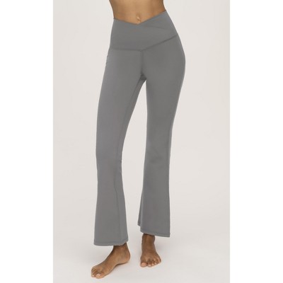 Yogalicious Womens Lux Willow Elastic Free Crossover Waist Flared Leg Pant  - Quiet Shade - Medium : Target
