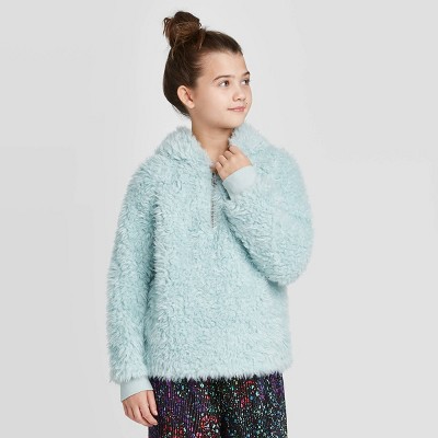 half zip fuzzy pullover