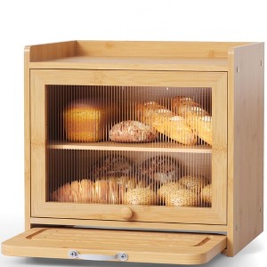 MOEPISY Bamboo Bread Box for Kitchen Countertop, Double Layer Kitchen Counter Organizers and Storage - 1 of 4