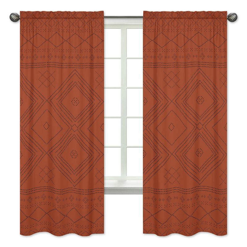 Sweet Jojo Designs Window Curtain Panels 84in. Boho Geometric Orange and Black, 2 of 6
