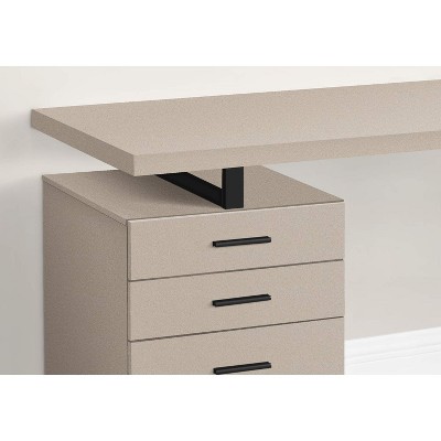 Modern Taupe Computer Desk with Storage Drawers