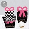 Big Dot of Happiness Chic Happy Birthday - Pink, Black and Gold - Square Favor Gift Boxes - Birthday Party Bow Boxes - Set of 12 - 3 of 4