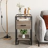 ODK 2PCS Nightstands, Beside Table with Storage Drawer and 3-Tier Storage£¬Small End Table with Steel Frame, Bedroom & Living Room - 2 of 4