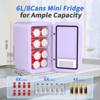 YASHE 6L Mini Fridge, Portable 8-Can Thermoelectric Cooler, 110V AC/DC, for Bedroom, Office, Dorm, Car, Skincare & Beverages, Purple - 2 of 4