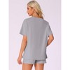INSPIRE CHIC Women's Pajama Set Short Sleeve Lounge Set Elastic Shorts 2 Piece Pjs Sets with Pockets - 3 of 4