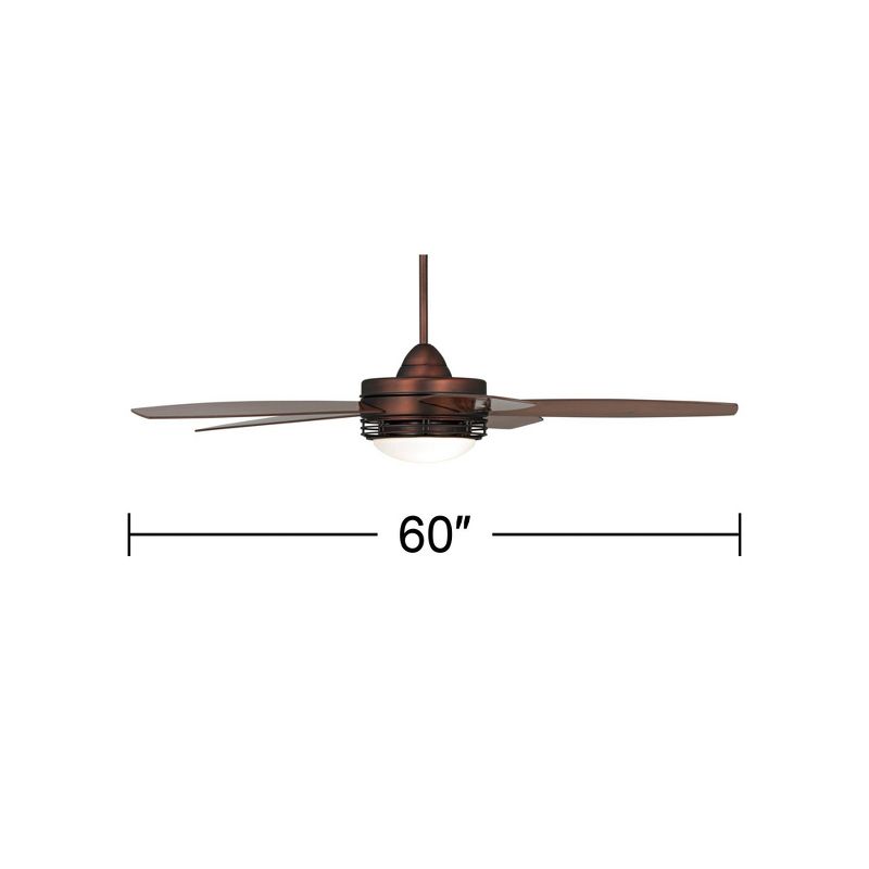 60" Casa Vieja Province Modern Indoor Outdoor Ceiling Fan with Light LED Remote Oil Brushed Bronze Dark Walnut Opal Glass Damp Rated for Patio House, 4 of 11