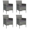 vidaXL 5 Piece Patio Dining Set with Cushions Gray and Black - 63" Table Length 4 Items - 4 of 4