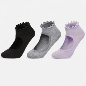 Anna-Kaci Women's 3-Pack Non-Slip Ballet Cut Ankle Socks with Ruffled Trim and Grip Soles for Yoga or Daily Wear - 1 of 4