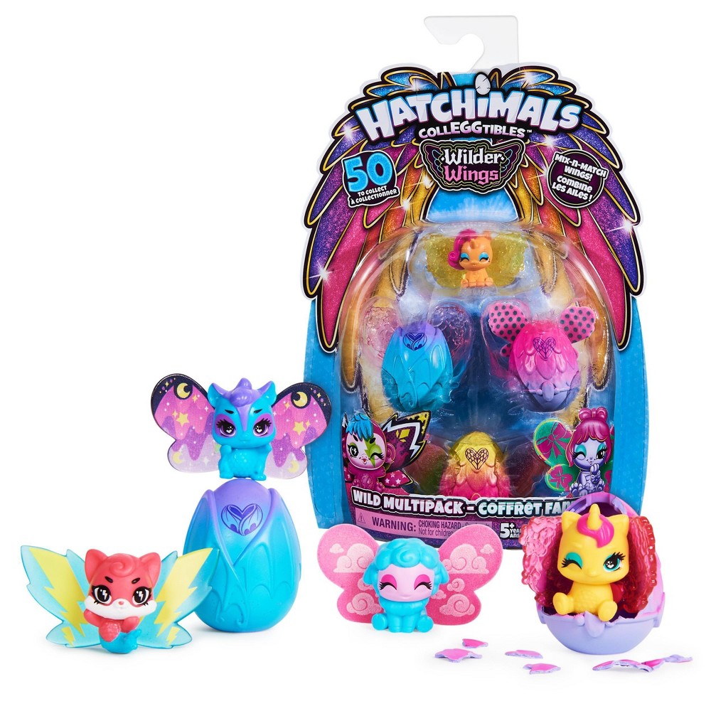 Hatchimals CollEGGtibles, Wilder Wings Multipack with 4 Hatchimals and 4 Mix and Match Wings