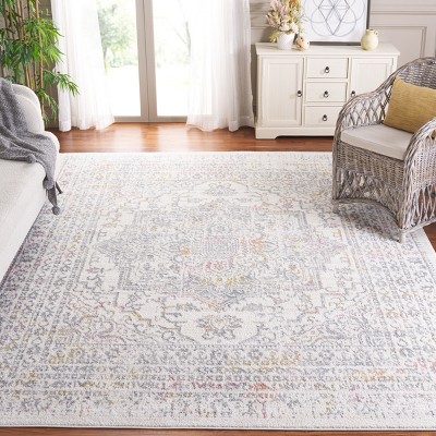 Layla Ivory and Tan Vintage Square Area Rug 6'7"x6'7"