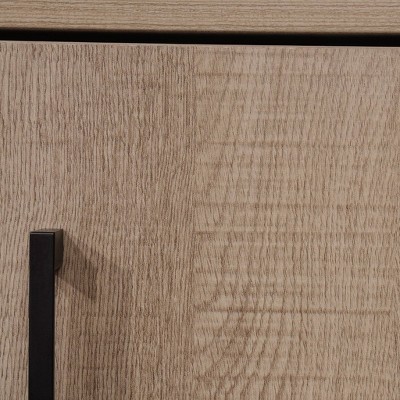 Adjustable Summer Oak 4-Shelf Bookcase with Hidden Storage