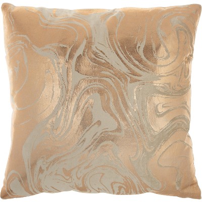 Mina Victory Luminecence Metallic Marble Rose Gold Pillow - 20"X20"