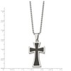 Black Bow Jewelry Stainless Steel & Blk Carbon Fiber Maltese Cross Necklace, 22 Inch - 3 of 4