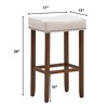 Costway Set of 2 Nailhead Saddle Bar Stools 29.5'' Height w/ Fabric Seat & Wood Legs GrayBeige - 3 of 4