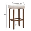 Costway Set of 2 Nailhead Saddle Bar Stools 29.5'' Height w/ Fabric Seat & Wood Legs GrayBeige - image 3 of 4