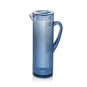 Elle Decor Acrylic Water Pitcher with Lid, 50-Ounces Iced Tea Pitcher for Fridge, Indigo Blue Tall Jug - 1 of 4