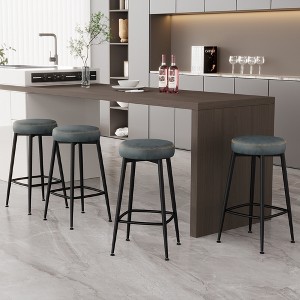 Dyonery 26.3" H Bar Stools Set of 2/4,Faux Leather Counter Height Bar Stools,Modern Backless/Back Counter Stools for Kitchen Island,Home Bar - 1 of 4