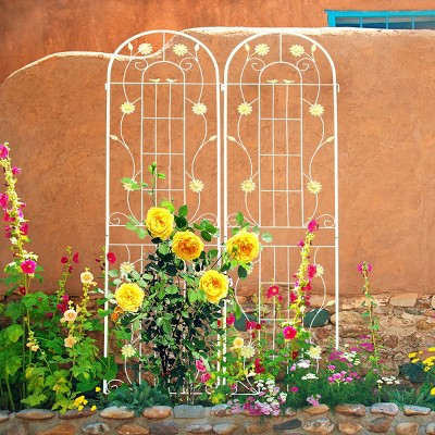2 Pack Metal Garden Trellis, Garden Trellis Arch, 86" X 40" Trellises For Climbing Plants Flower Support-Cuddlewood