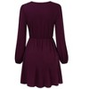 Women's Sexy V-Neck A-Line Long Sleeve Cocktail Party Basic Short Dress - 3 of 4