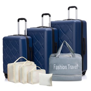 ModernLuxe 8-Piece Hardshell Travel Luggage Set, 20"/24"/28" ABS Suitcases with Spinner Wheels, Portable Handbag, 4 Storage Bags - 1 of 4