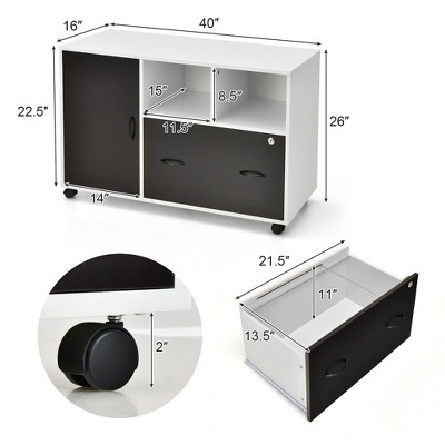Tangkula Mobile File Cabinet Lockable Lateral Filing Shelves for Letter / Legal / A4 Size