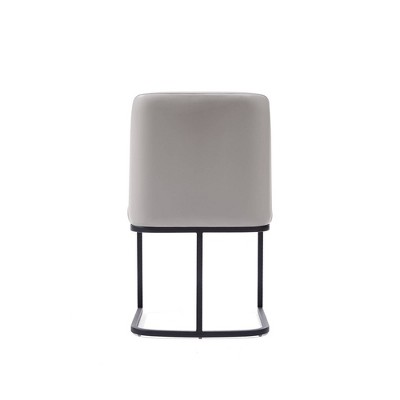 Light Grey Faux Leather Upholstered Side Chair Set with Metal Base