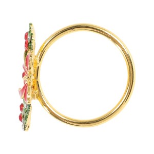 Unique Bargains Napkin Rings Stainless Steel Red Green Gold Tone 1Pc - 1 of 3