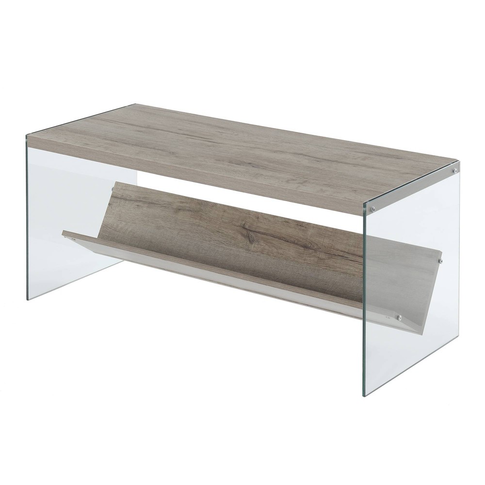 SoHo Coffee Table with Shelf Sandstone/Glass - Breighton Home