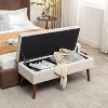 CAVINAS Linen Fabric Storage Ottoman Bench with Tufted Top and Wood Legs,Upholstered Storage Ottoman,Storage Bench for Living Room,Bedroom - 2 of 4