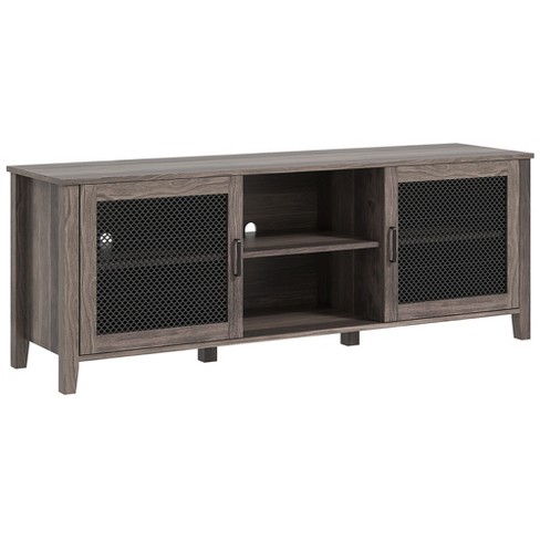 HOMCOM Industrial TV Cabinet for TVs up to 65, TV Stand with Open Shelf  Storage, Media Console with Steel Frame, Rustic Brown