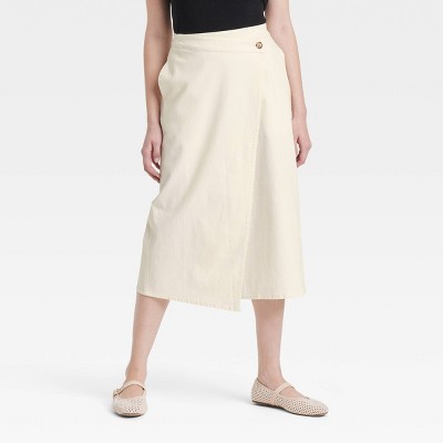 Women's Midi Wrap Skirt - Universal Thread™ Cream